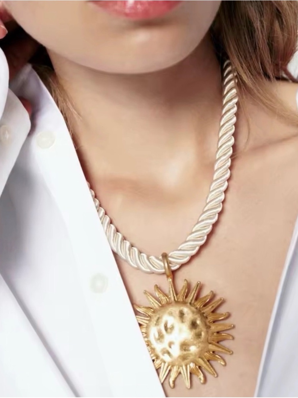 Zara Sun Cord Gold Necklace + Earrings Set - Picture 5 of 13